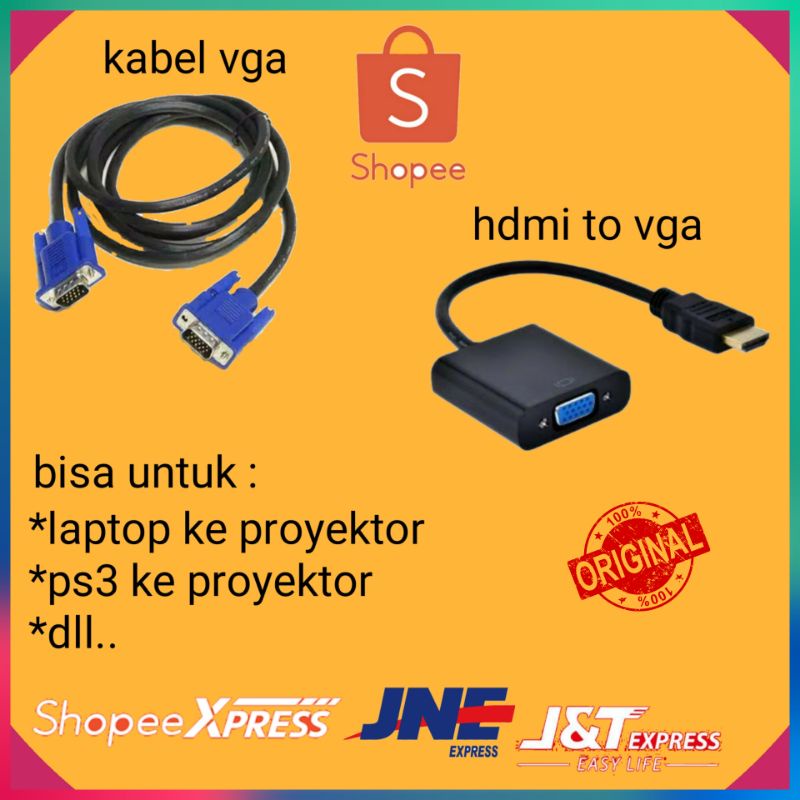 konverter converter hdmi to vga + kabel vga /hdmi ke vga /kabel vga monitor male to male