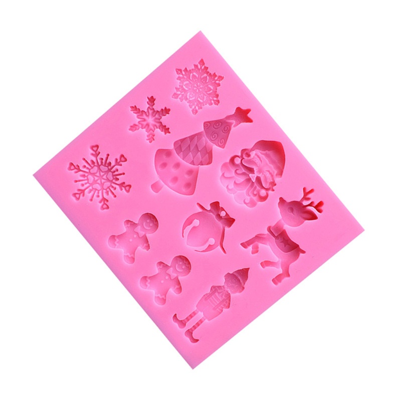 Cetakan Pemotong Kue Fondant Bahan Silikon Food Grade Bentuk Manusia Salju Natal