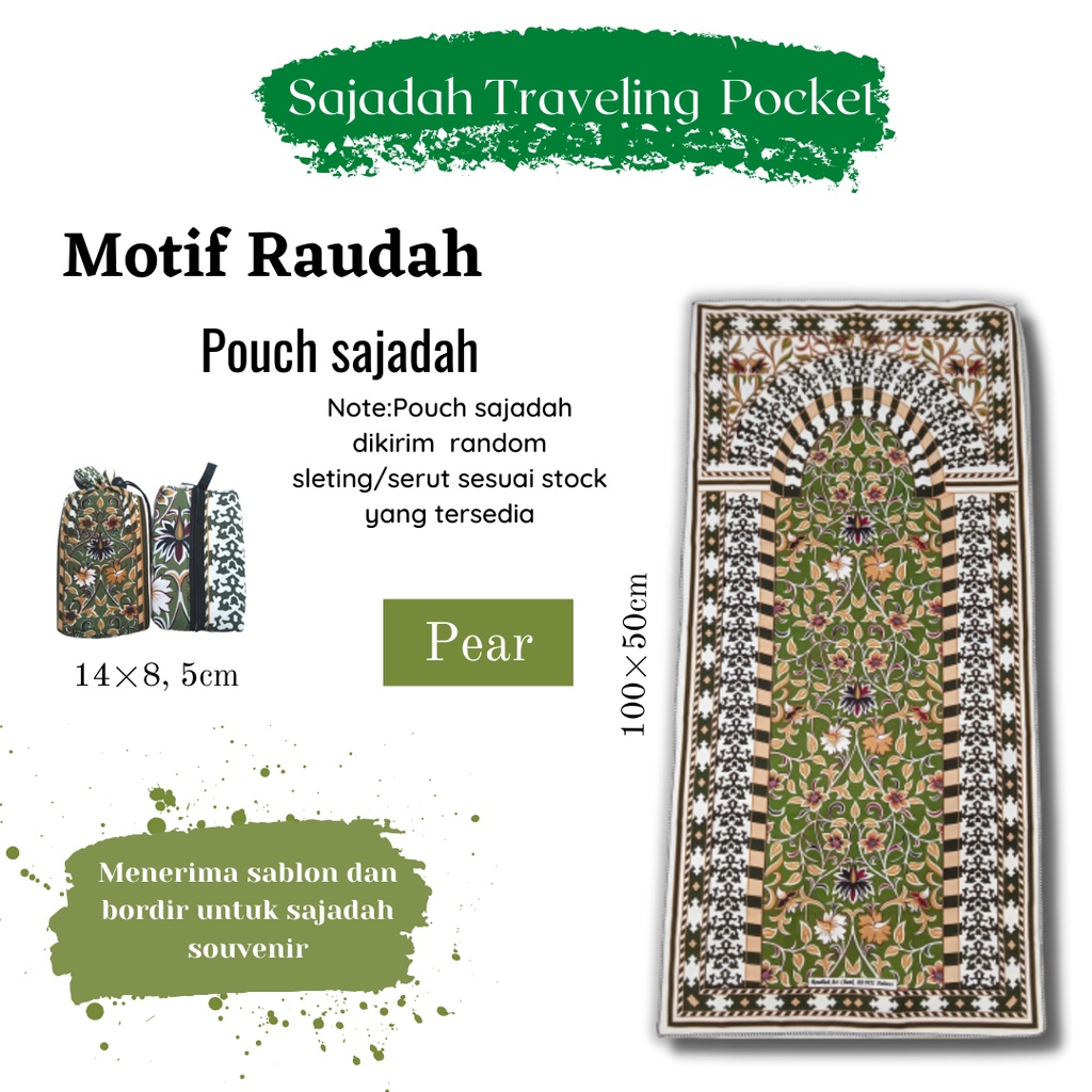 Sajadah Mini Motif Raudhah Hijau