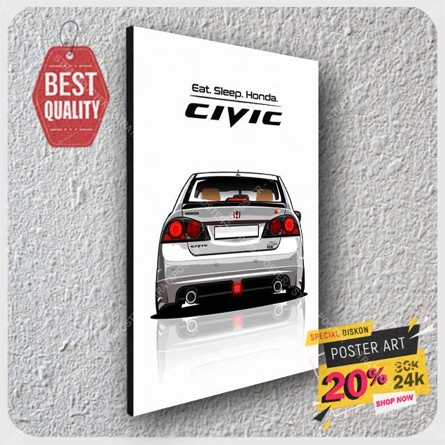 Poster Mobil honda civic - Hiasan dinding mobil klasik - Poster vintage - Poster - Pajangan dinding - Otomotif - 203051STA