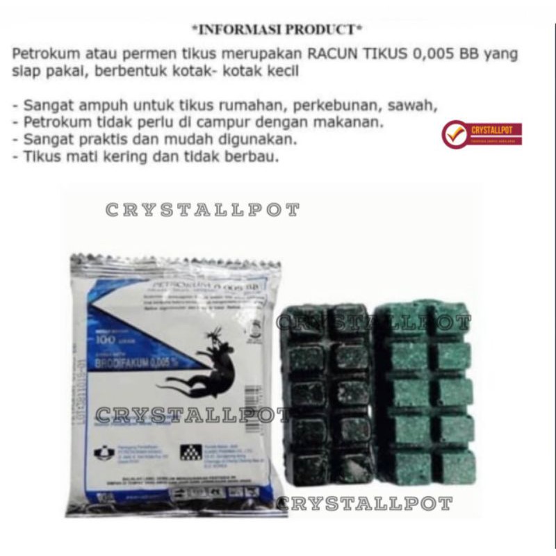 1 BOX Racun tikus PETROKUM - tikus mati kering dan tidak bau - 10 PCS