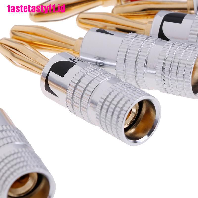 【TTID】4pcs 2pairs 24K Gold Plated Speaker banana plug Audio Jack connector