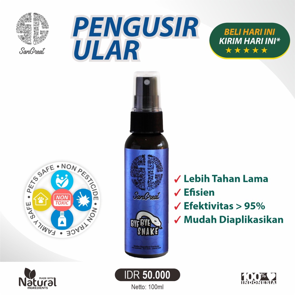 Semprotan cairan anti ular cairan anti ular penangkal ular alat pengusir ular masuk ke rumah non pestisida-SanGreat Bye Bye Snake Spray 100 ml-alami dan aman