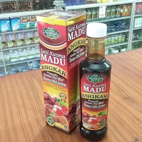 

Sari Kurma Madu Angkak Propolis Jambu Biji plus Daun Ubi Jalar Darusyifa