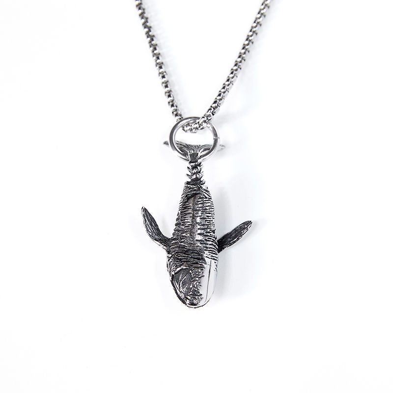 Baja Titanium whale skeleton kalung pria merek fashion street hip-hop hip hop sweater chain serbagun