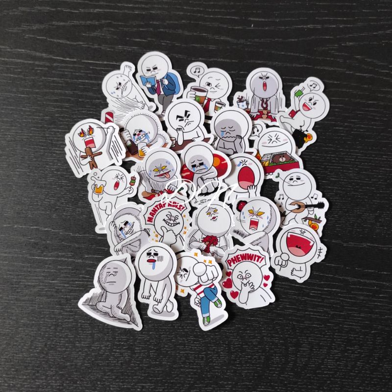 

isi 24 pcs stiker kertas karakter line moon sticke accesories moon