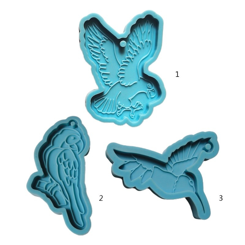 Glitter Birds Animal Keychain Epoxy Resin Mold Necklace Pendant DIY Craft Silicone Mould