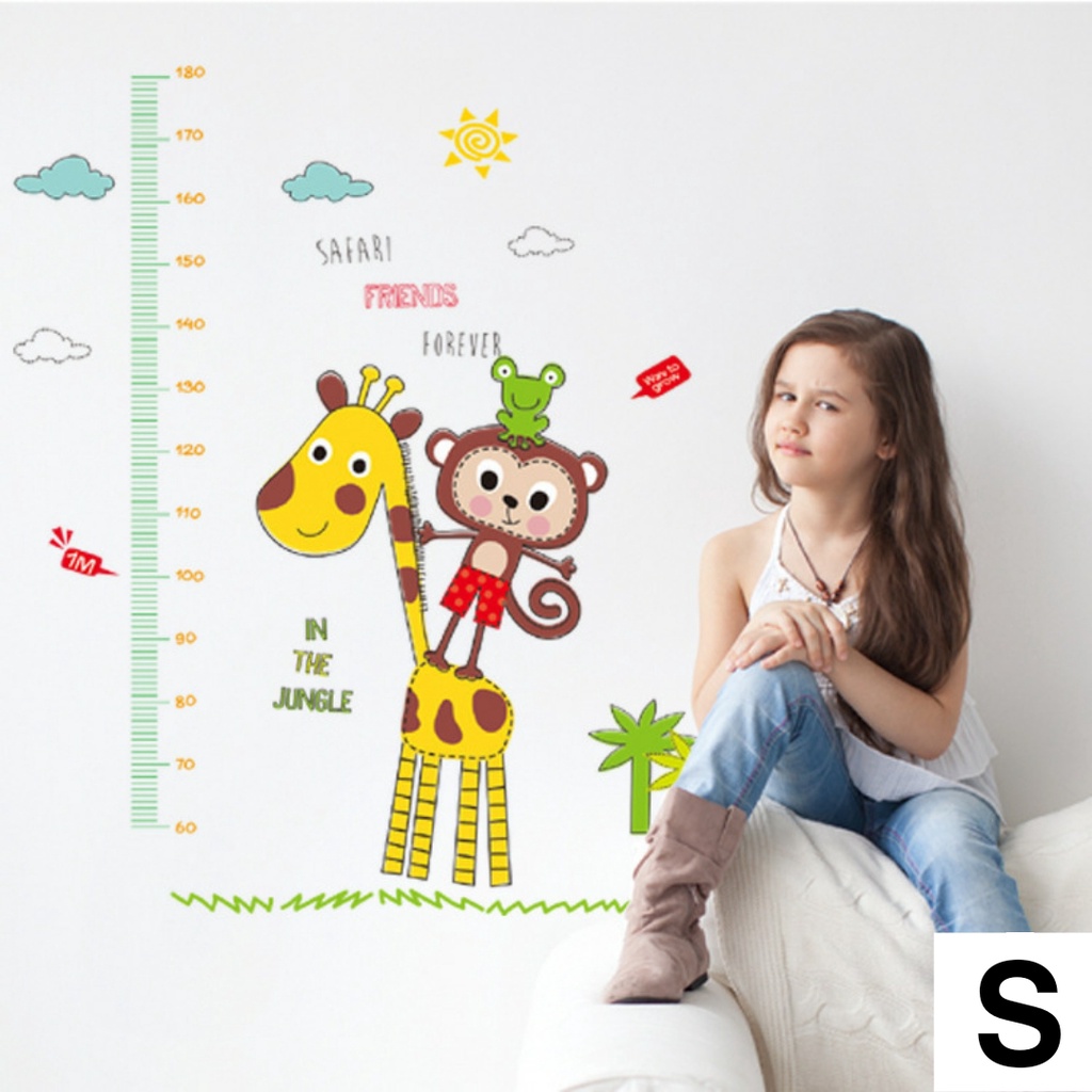 RELIZA WALL STICKER / STIKER DINDING PENGUKUR TINGGI BADAN ANAK HEWAN GROW UP ANIMAL