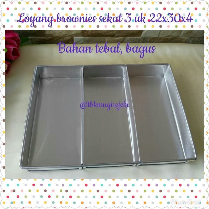 Loyang Brownies Sekat 3 uk 22x30x4 - Loyang Cake
