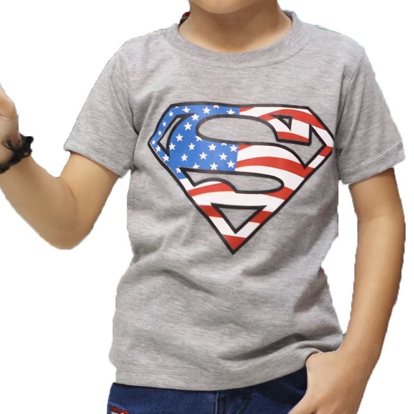 1-8 TAHUN SML BAJU Kaos Anak SUPERHERO LAKI LAKI COWOK SUPERMAN GROSIR three point threepoint