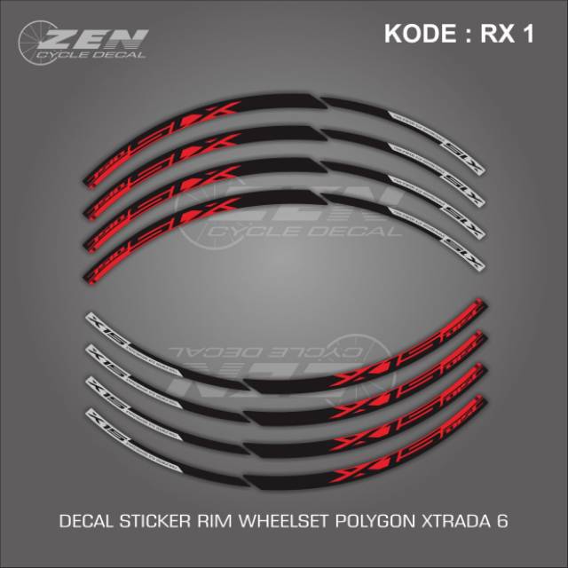 DECAL STICKER RIM WHEELSET POLYGON XTRADA 6 th 2019 kode RX1