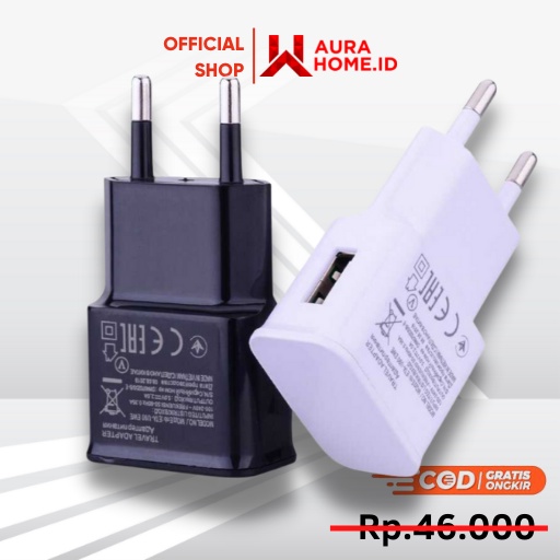 Travel Adaptor USB Charger 5V 2.0A for Smartphone /  Kepala Pengisi Daya Colokan Adaptor Adapter Bat