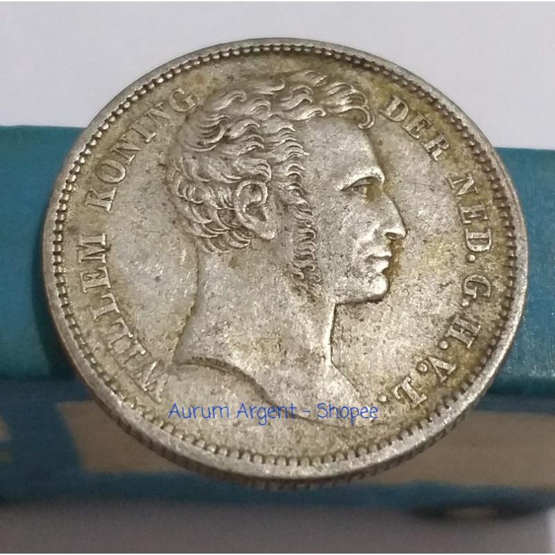 SD.12-- 1 PC KOIN PERAK KUNO ASLI 1/4 GULDEN WILLEM I TH. 1827. -- SILVER COIN --