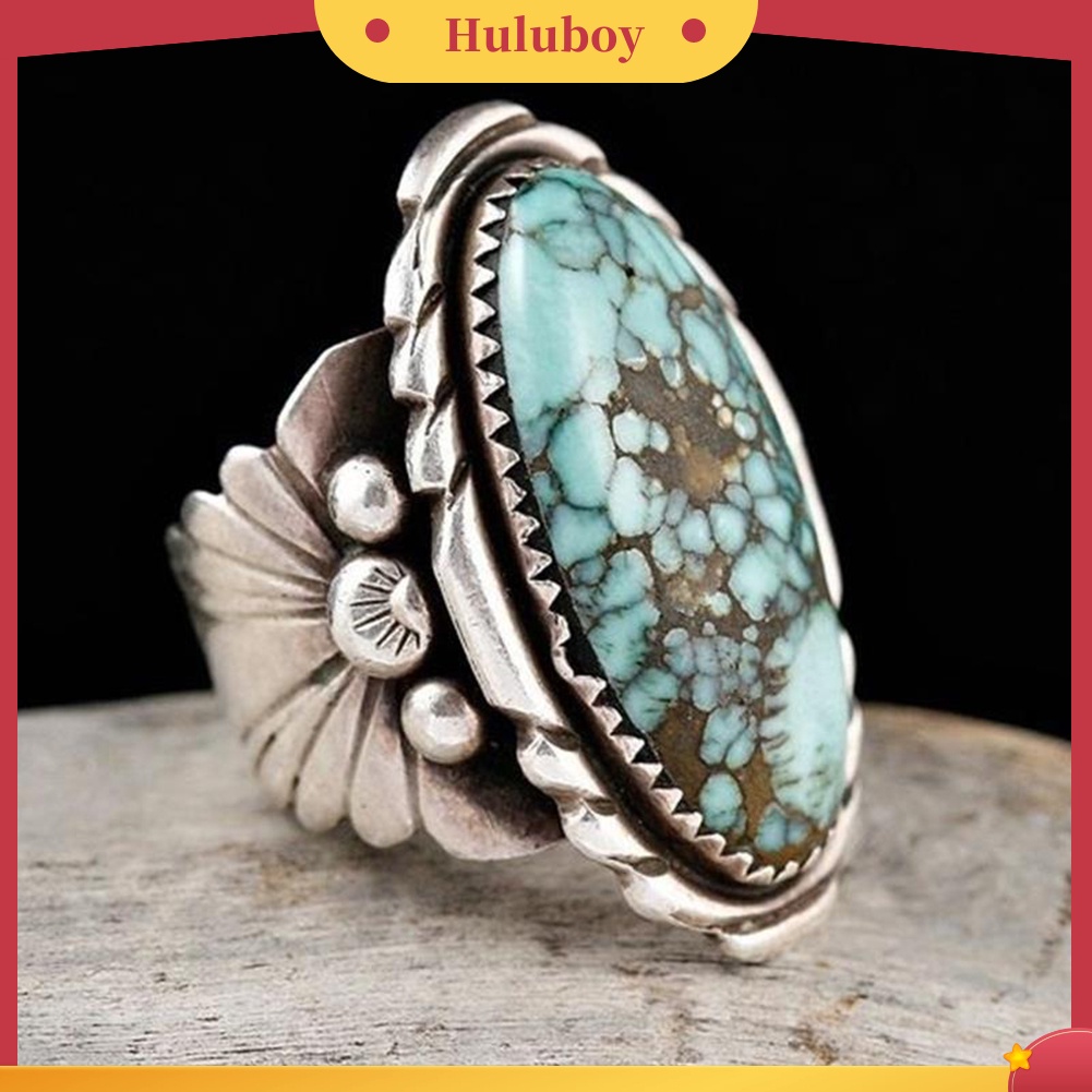 Hu Hu Hu Hu Hu Alat Bantu Pasang Kacamata♡ Cincin Priawanita Desain Ukiran Hias Turquoise Bentuk Oval Gaya Antik Untuk Pestacosplayhadiah