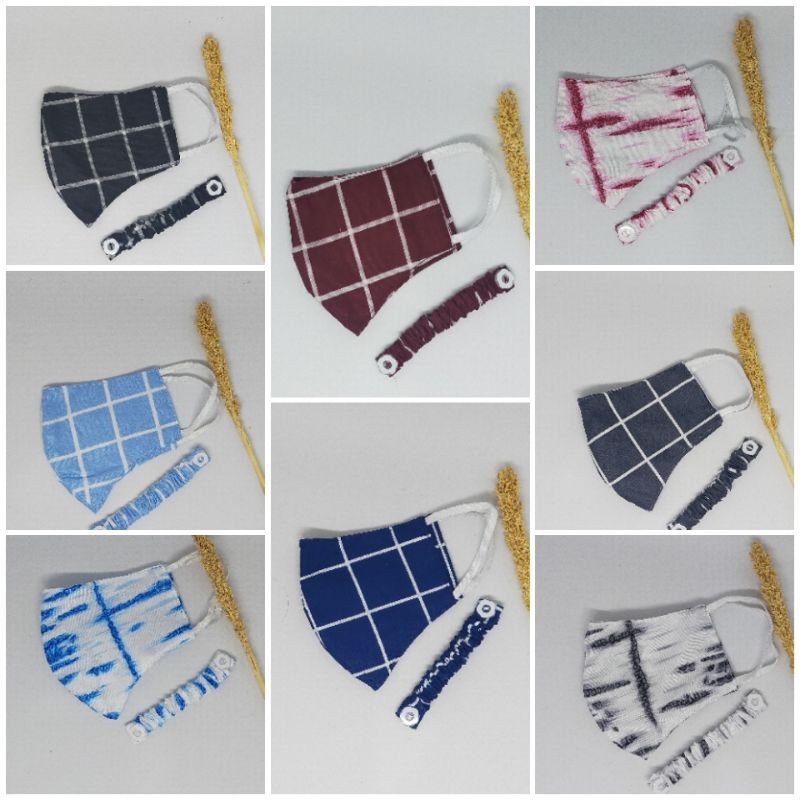 masker  2ply set konektor seri kotak /Square dan Tie dye