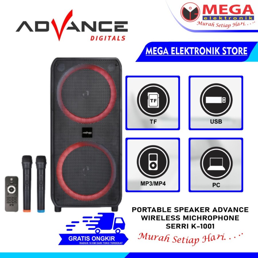 SPEAKER PORTABLE ADVANCE K-1001 / K 1001 WIRELESS MICROPHONE