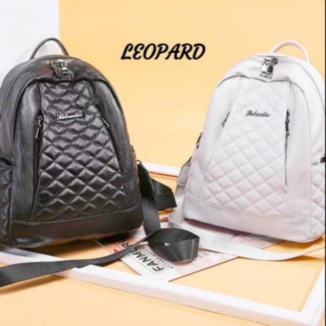 Fashion Tas Ransel 2Res Tengah Embos Jait Jait Le O Pard Free 2 Tali / Backpack Stylish Multifungsi