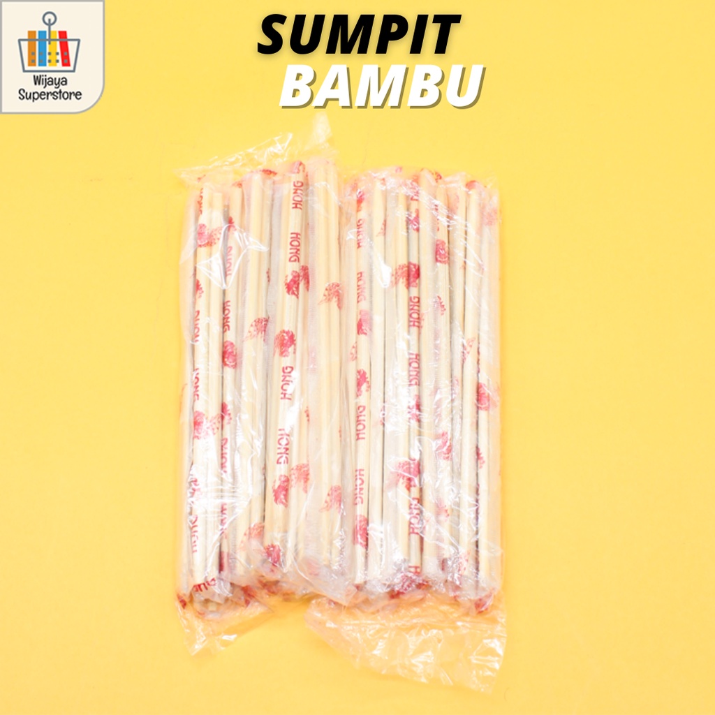 Sumpit Bambu Kemasan isi 15 Pasang - Sumpit Bambu Bulat Bersih / SB-15PSG