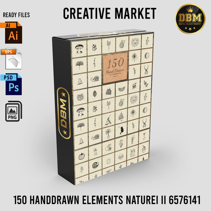150 Handdrawn Elements Naturei II - Vector Designs
