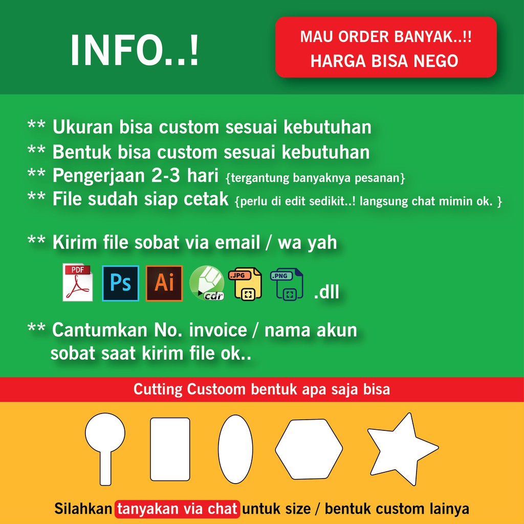 

Stiker Transparan print dan cutting label kemasan, label produk