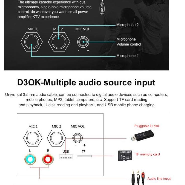 ✶ 10 inci Kit Power Amplifier Bluetooth Karaoke AC-DC Basstube Aktip speaker 220V ♠