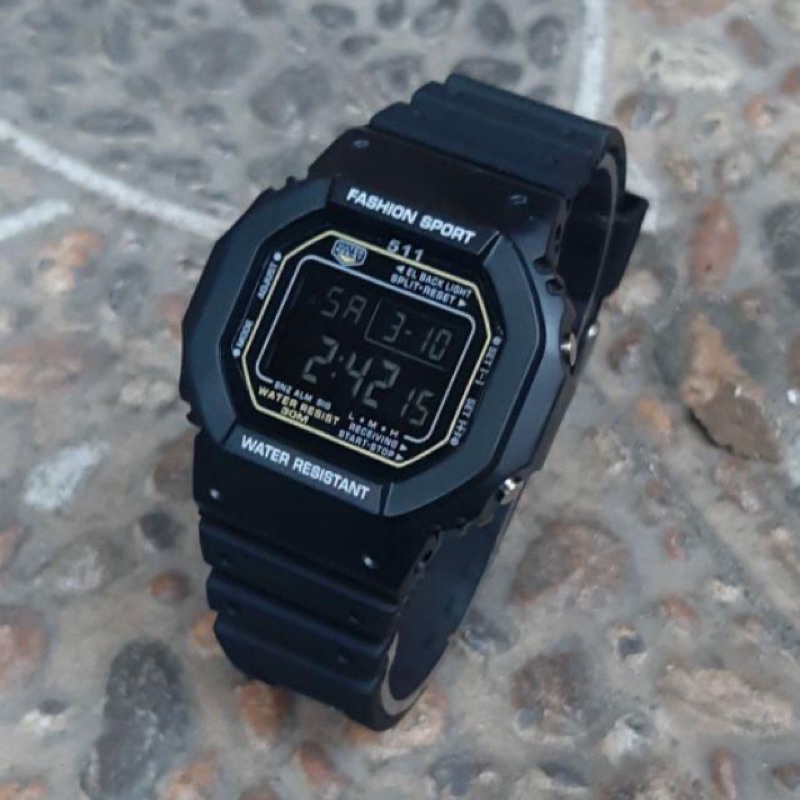 Jam Tangan 511 Sport Digital Rubber Model Kotak Tahan Air | Jam Tangan Wanita | Jam Tangan Pria