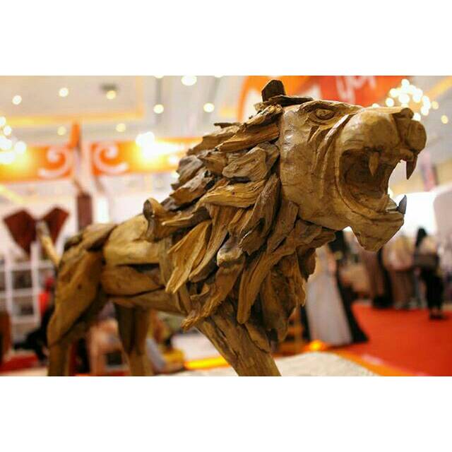 Patung Singa Craft Kayu Jati - Dekoration Kayu
