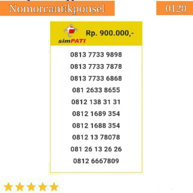 Nomor cantik simpati 0813 0812 seri aabb 7733 llufa hoki 168 abab 2626 rapi #0120