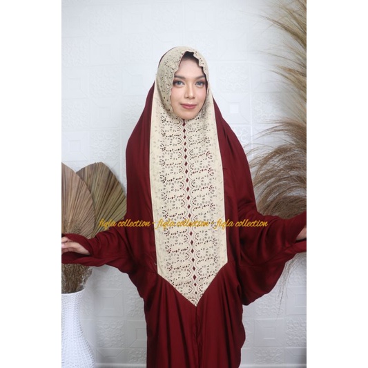 FIQLA COLLECTION - Mukena Terusan / Lajuran Katun Rayon Renda - Renda KD Katun Jumbo