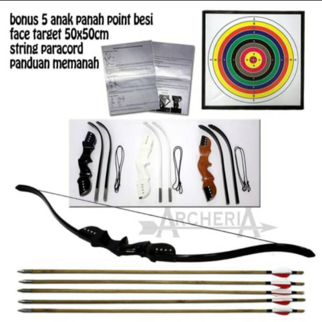 BUSUR PANAH MURAH RECURVE BOW ARCHERY R40 EXTRA 5 ARROW