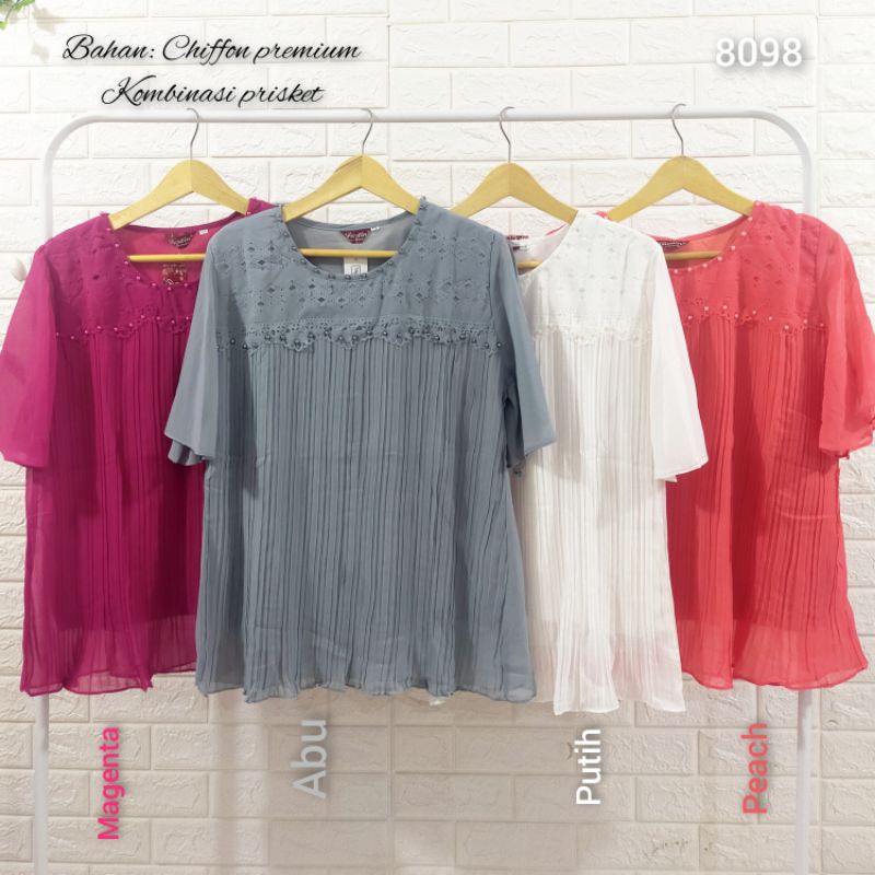 COD BLOUSE WANITA LENGAN PENDEK BAHAN SIFON IMPORT PRISKET SANTAI CASUAL PAKAIAN CEWEK ORANG TUA IML