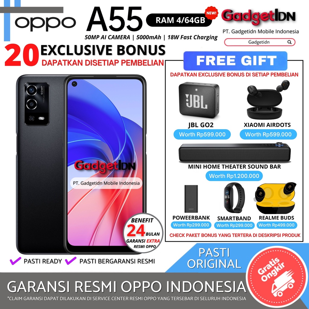 OPPO A55 4/64GB GARANSI RESMI OPPO