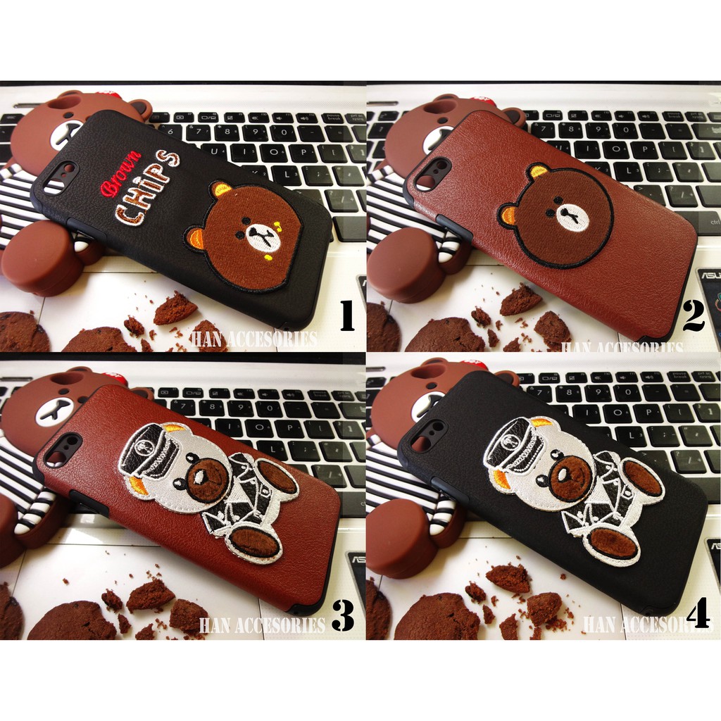 IPHONE 6+/6S+ Leather SoftCase Style Motif 3D Choco Bear / Softcase Motif