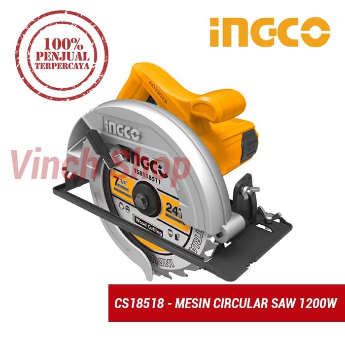 MESIN BELAH POTONG KAYU CIRCULAR SAW TABLE SAW 7" 1200 W INGCO CS18518