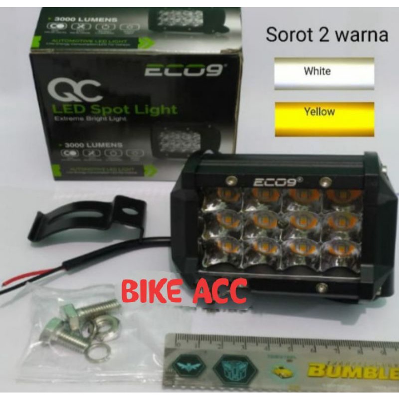Lampu Tembak Led ECO9 12 mata Nyala 5 mode putih kuning strobo