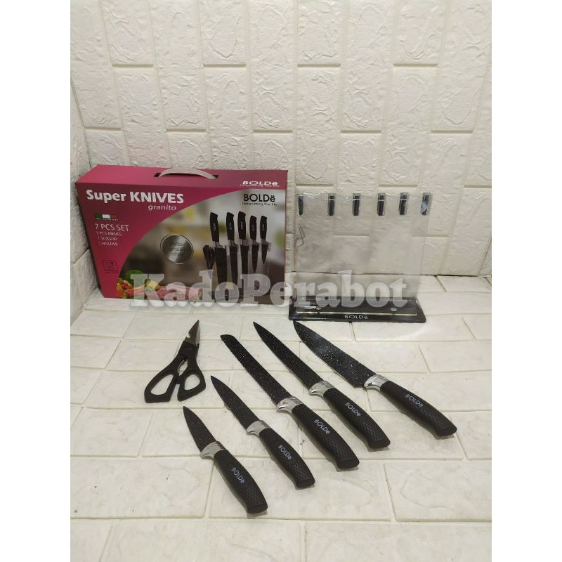 pisau set bolde - pisau tajam lengkap - super knife granito set 7 pcs