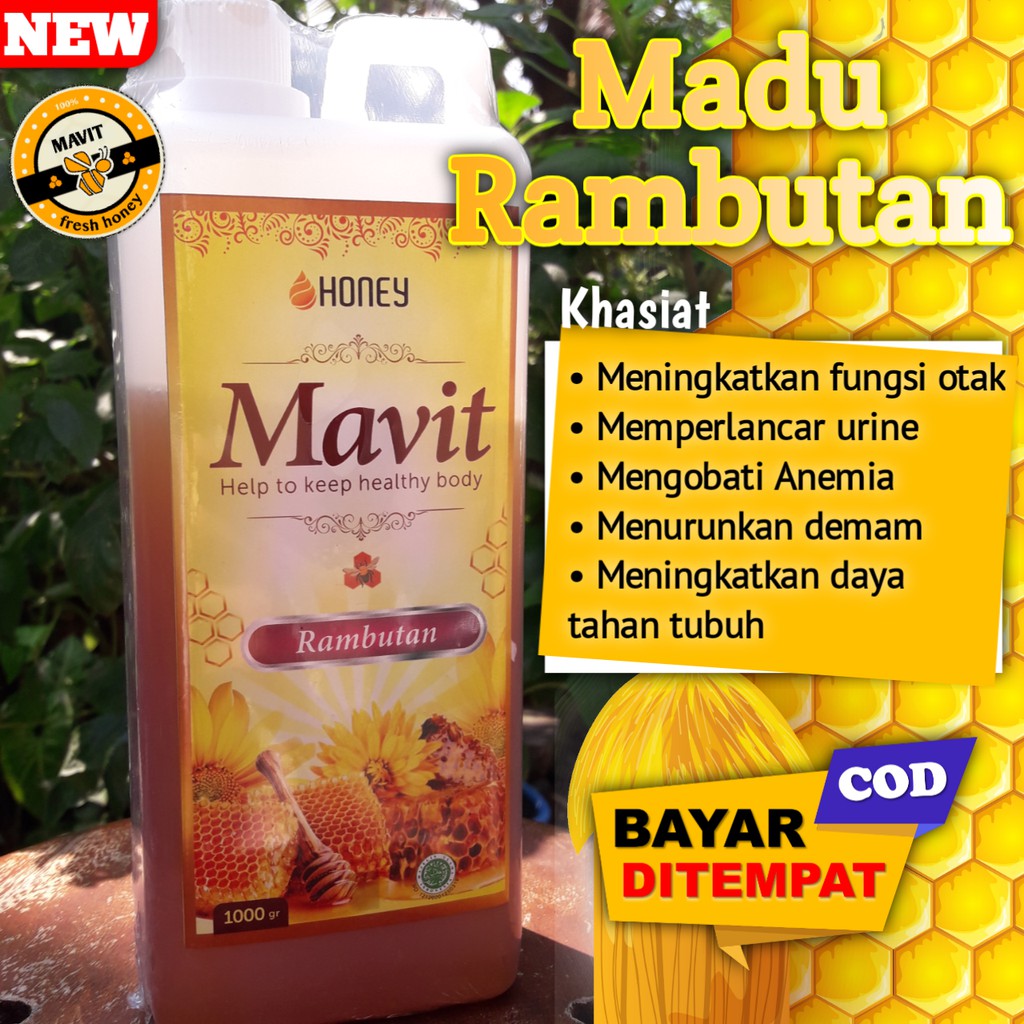 

[ BISA COD & GOSEND ] MAVIT MADU RAMBUTAN 1000gr / MADU HERBAL / Meningkatkan daya tahan tubuh - Sebagai Antioksidan - Melancarkan sistem pencernaan - Sebagai sumber nutrisi - Menambah tenaga - Memelihara kesehatan dan kebugaran tubuh GROSIR & ECERAN