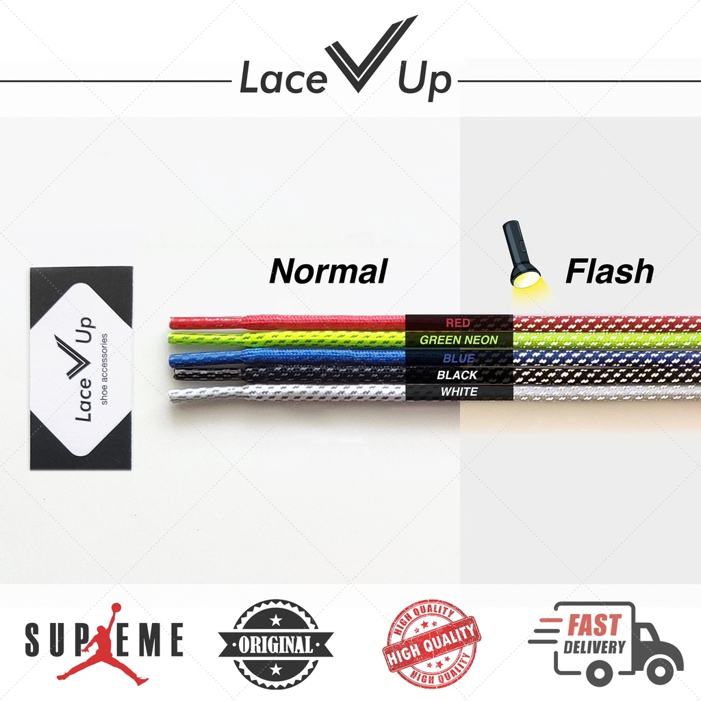 Tali Sepatu Reflective Round | 3M Reflective Sports Rope Laces