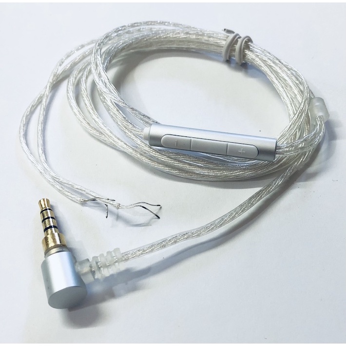 High End Pure Silver Plated Earphone Cable Replacement With Mic