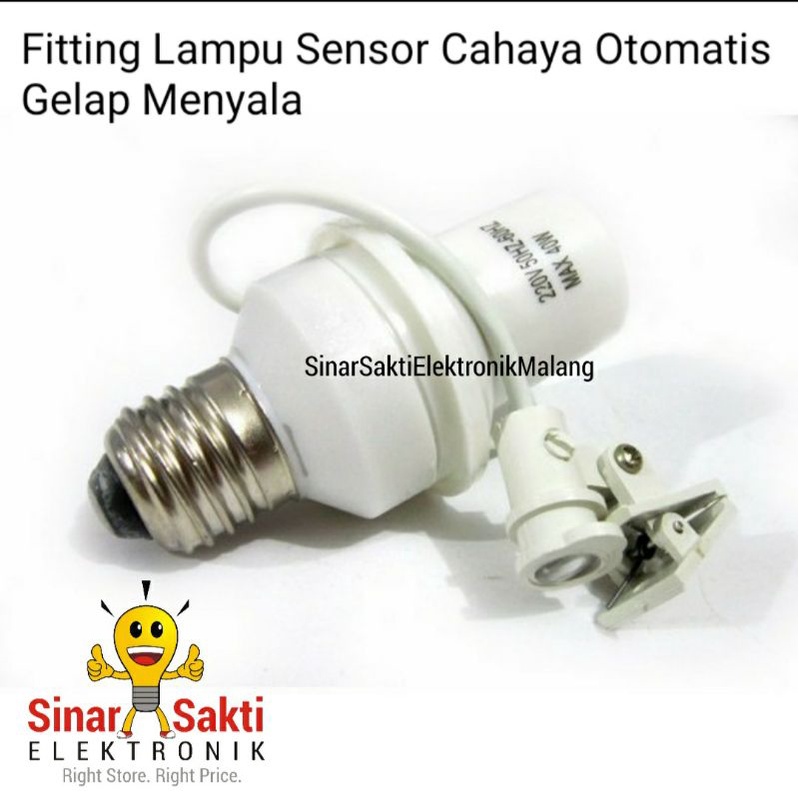 Fitting Lampu Sensor Cahaya Otomatis Gelap Menyala Fiting Kuningan Malang