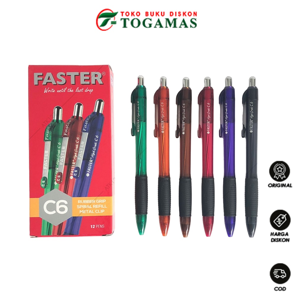 

TERLARIS !!! BALLPEN BOLPOINT CETEKAN C-6 HITAM FASTER