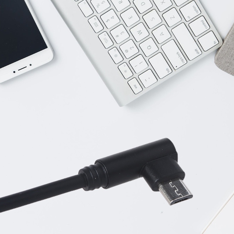 Vivi Kabel Extension Micro USB Kepala Siku Metal Portable Warna Hitam Untuk Handphone / Perekam Mengemudi