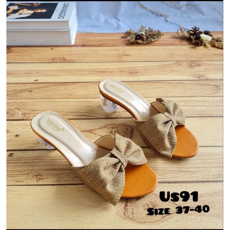 abbushoes US 91 hak kaca Vita wanita 5cm