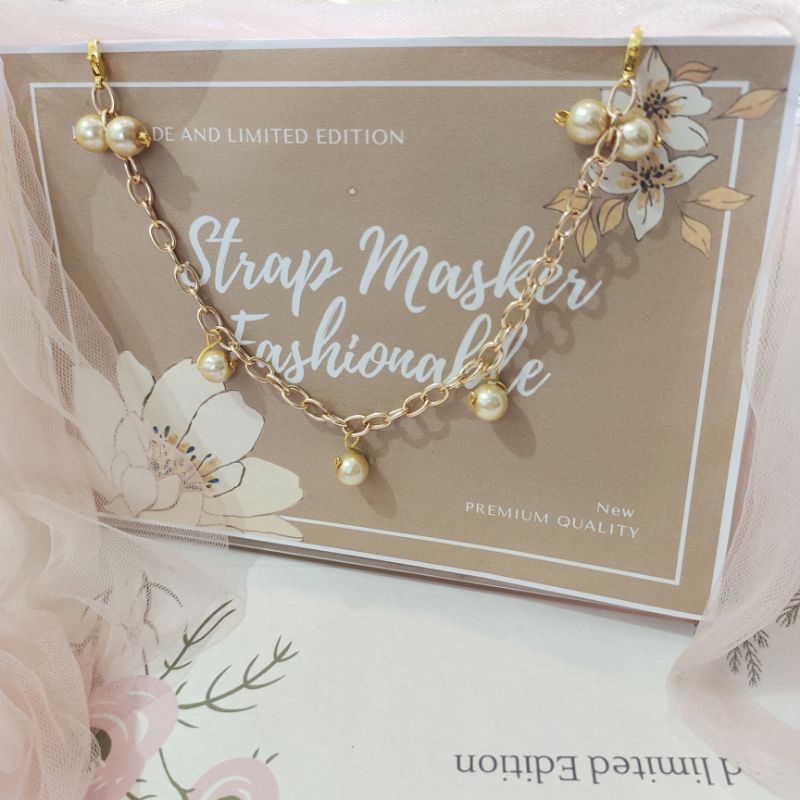 Strap Masker , Strap Masker Hijab , Konektor masker Edisi Terompah dan Mutiara