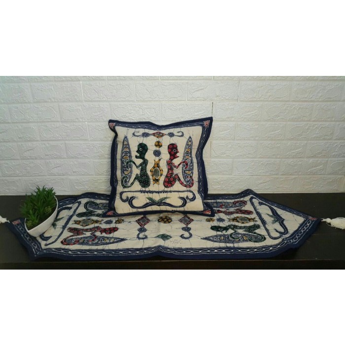 Sarung Bantal Sofa - Set Taplak Dan Sarung Bantal Kursi Batik Tulis Premium Motif Asmat