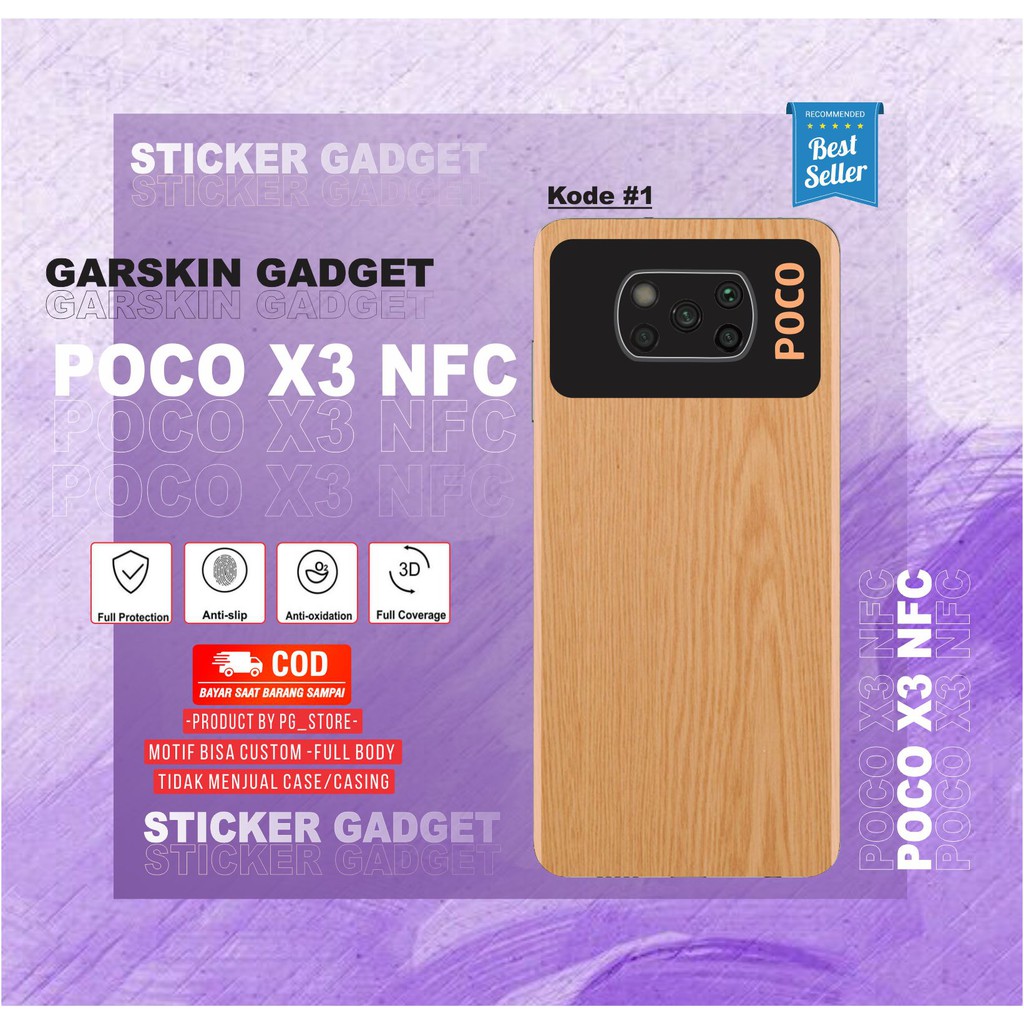 Garskin POCO X3 NFC Sticker Gadget Motif Wood Tone(Isi 2pcs)