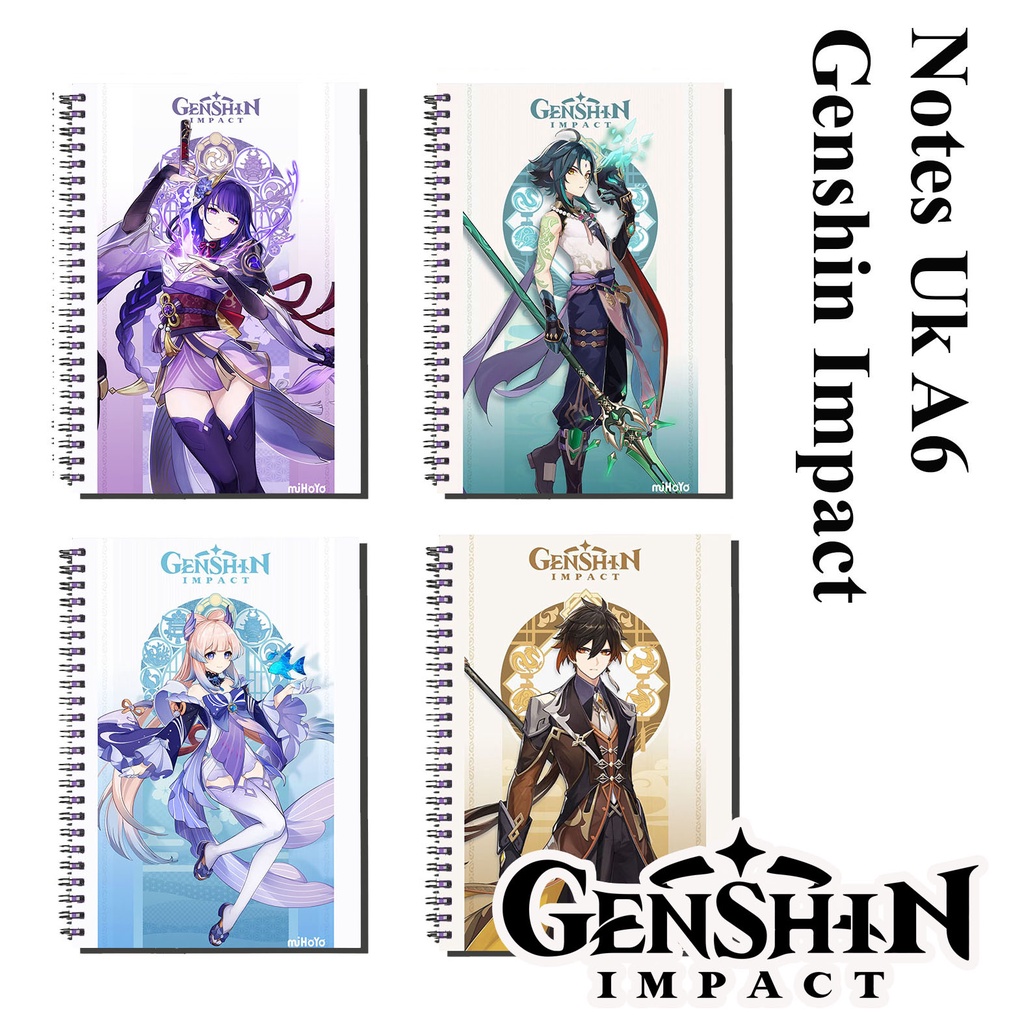 

jurnal / note book / buku catatan / anime game genshin impact uk a6 full colour jilid spiral murah