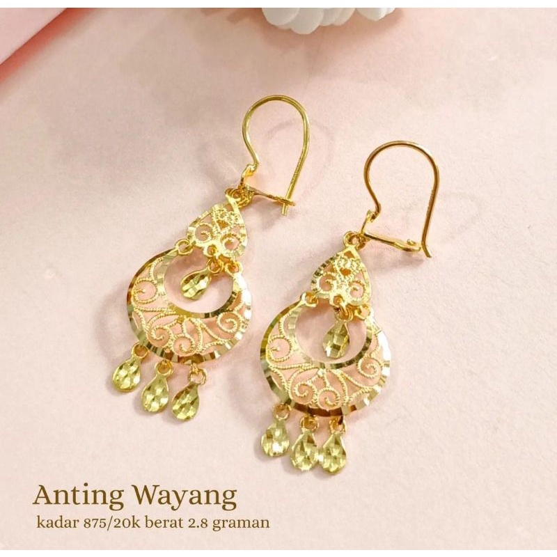 TERBARU Anting Kait Wayang Rumbai Elegant Emas Asli