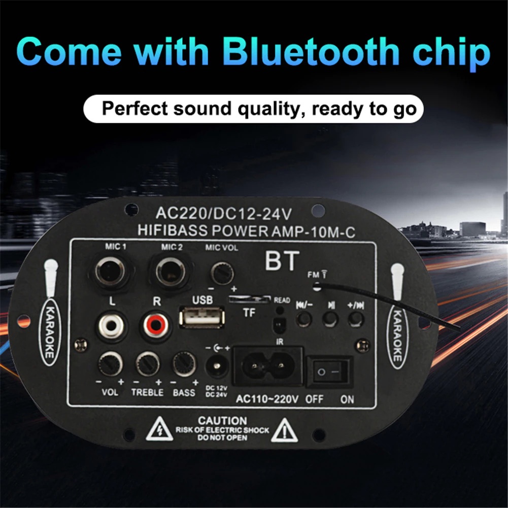 TaffSTUDIO Amplifier Board Audio Bluetooth USB FM Radio TF Player Subwoofer DIY 35W - D30K - Black