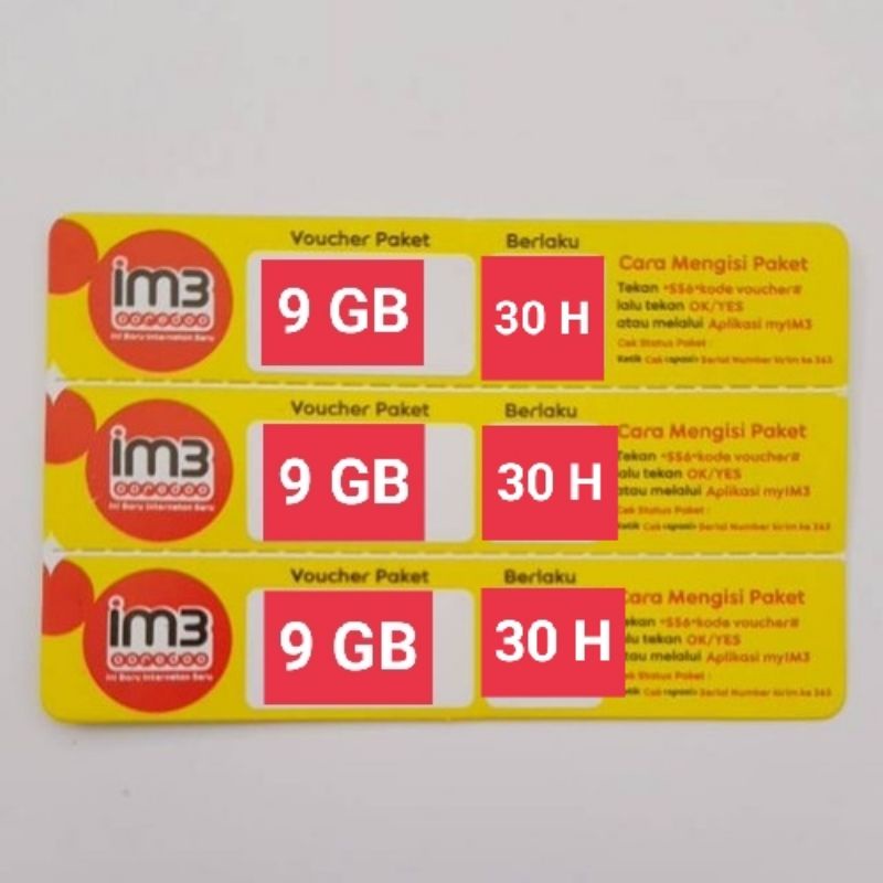Voucher indosat 9 GB indosat Im3 isat M3 voucher murah